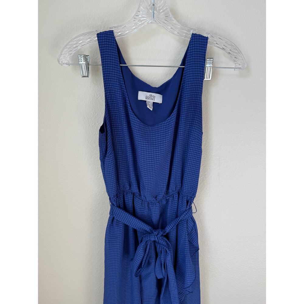 Badgley Mischka Sleeveless Blue Ruffle Tie Dress Size 2 - Picture 4 of 6
